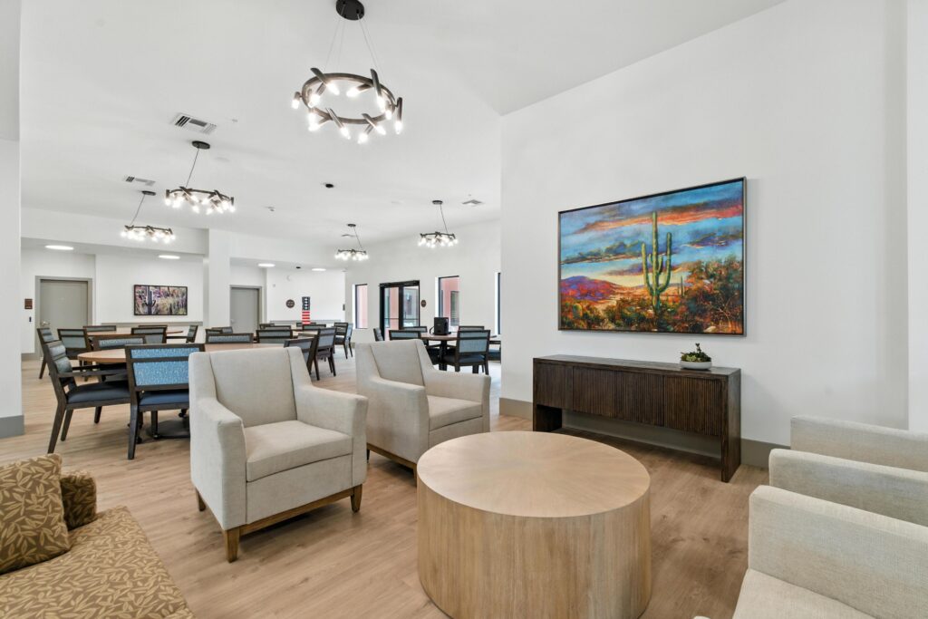 4302_E_Lone_Mountain_Rd_Cave_Creek_AZ_85331_USA-Living_room-HDR-205 - Cave Creek Social room at Cave Creek Assisted Living, a top choice for senior living in Cave Creek, AZ.